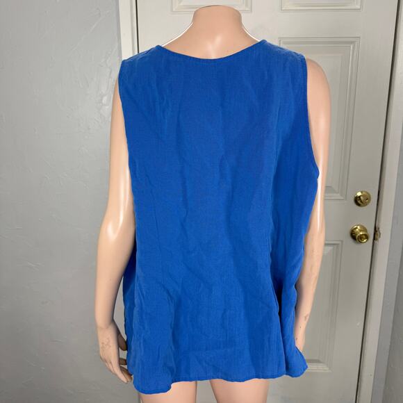 Fridaze Women's Shirt 1X Linen Lagenlook Bohemian Tank Top Solid Natural KK9 - Picture 3 of 6